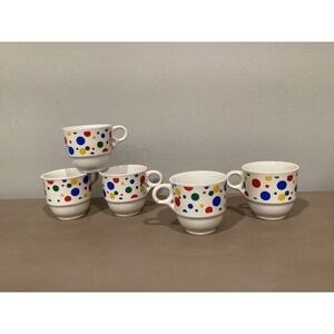 Set of five Polka‎ Dot Expresso coffee cups mugs Bangladesh